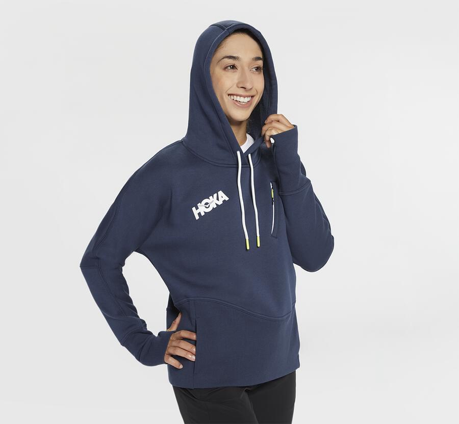 Hoka One One Hoodie Womens Navy - Performance - 35106HFMK